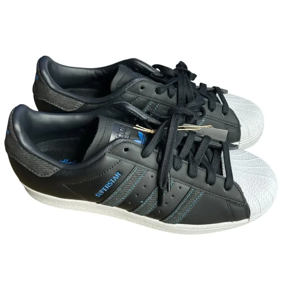 Adidas Superstar Denim Pack - Black Bright Blue sneakers size 8 New